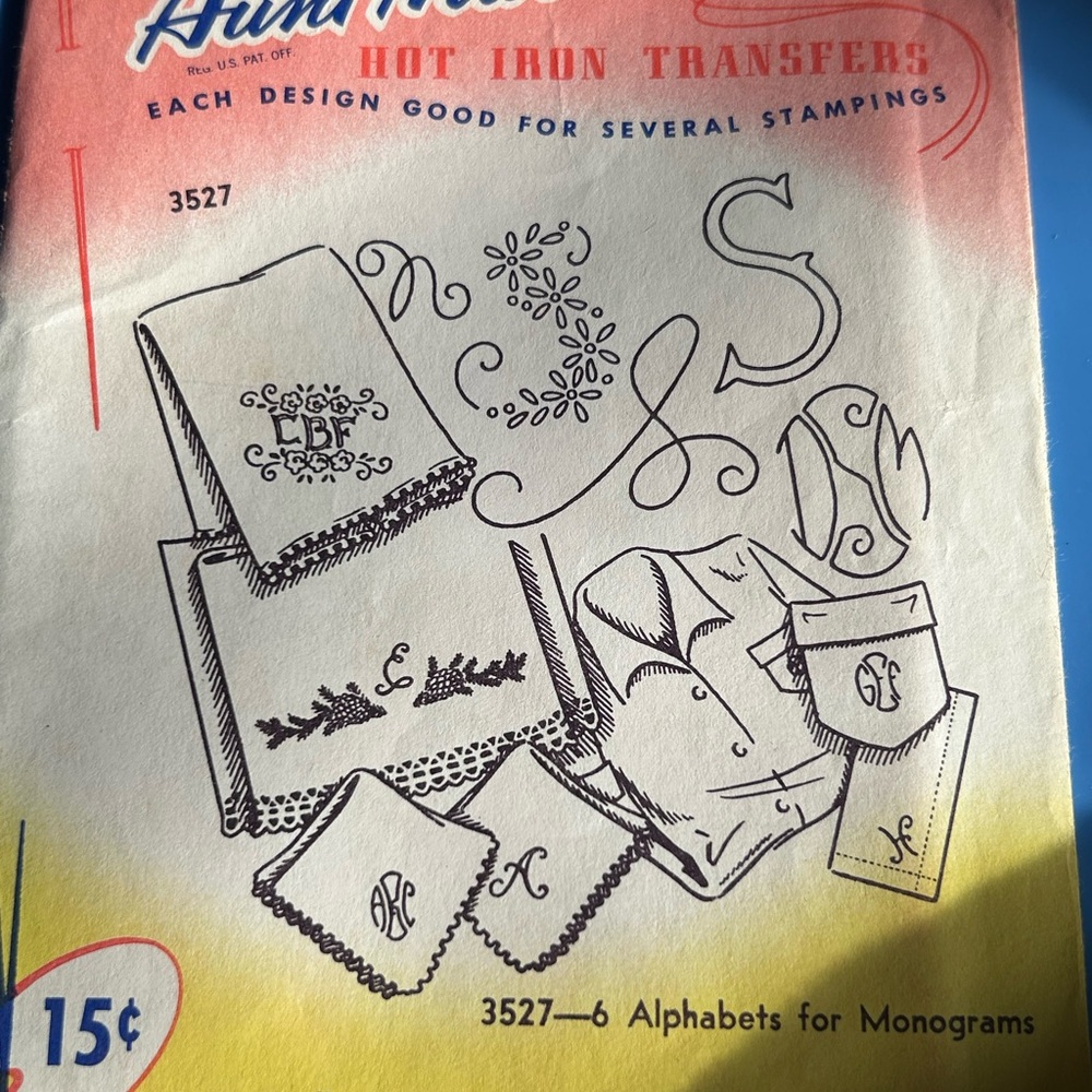 Vintage Aunt Martha’s Hot Iron Transfers. 3527-6 Alphabets For Monograms